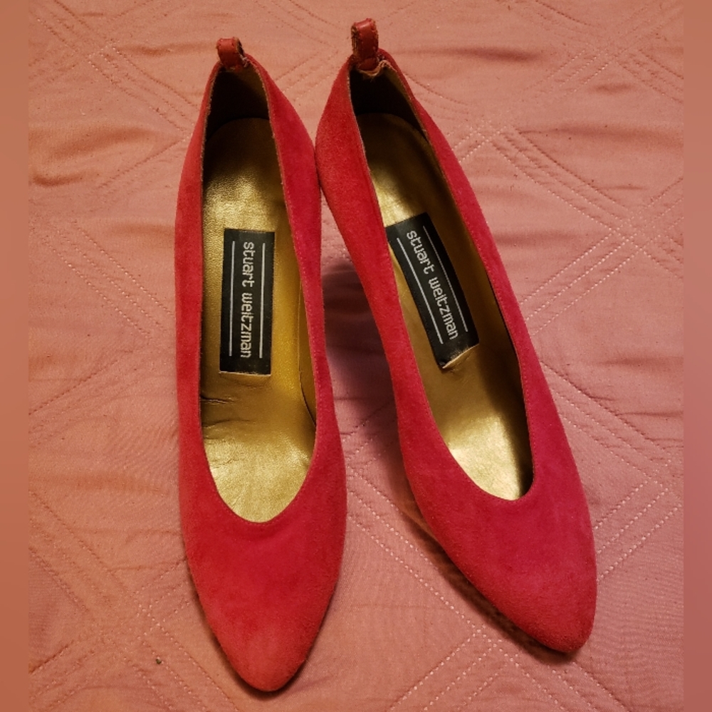 Vintage Stuart Weitzman Red Suede Heels
